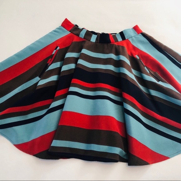Hazel Striped Circle Mini Skirt - Picture 2 of 7